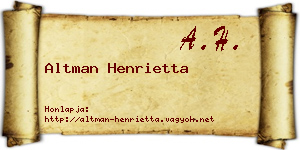 Altman Henrietta névjegykártya